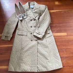 Worth silk Quilted Aline MIDI double breasted Coat